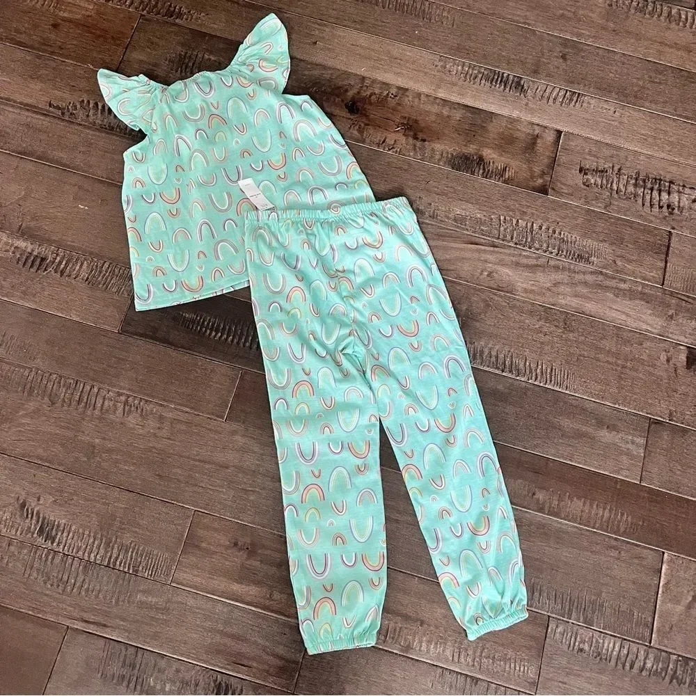 Old Navy Pajama Set Rainbow Print Girls Kids Child’s 5T